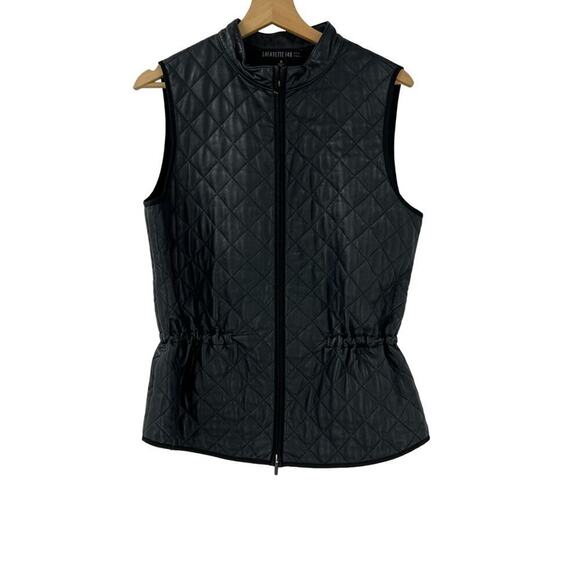 Lafayette 148 100% Leather Quilted Full Zip Vest Sz 10 - Picture 1 of 6